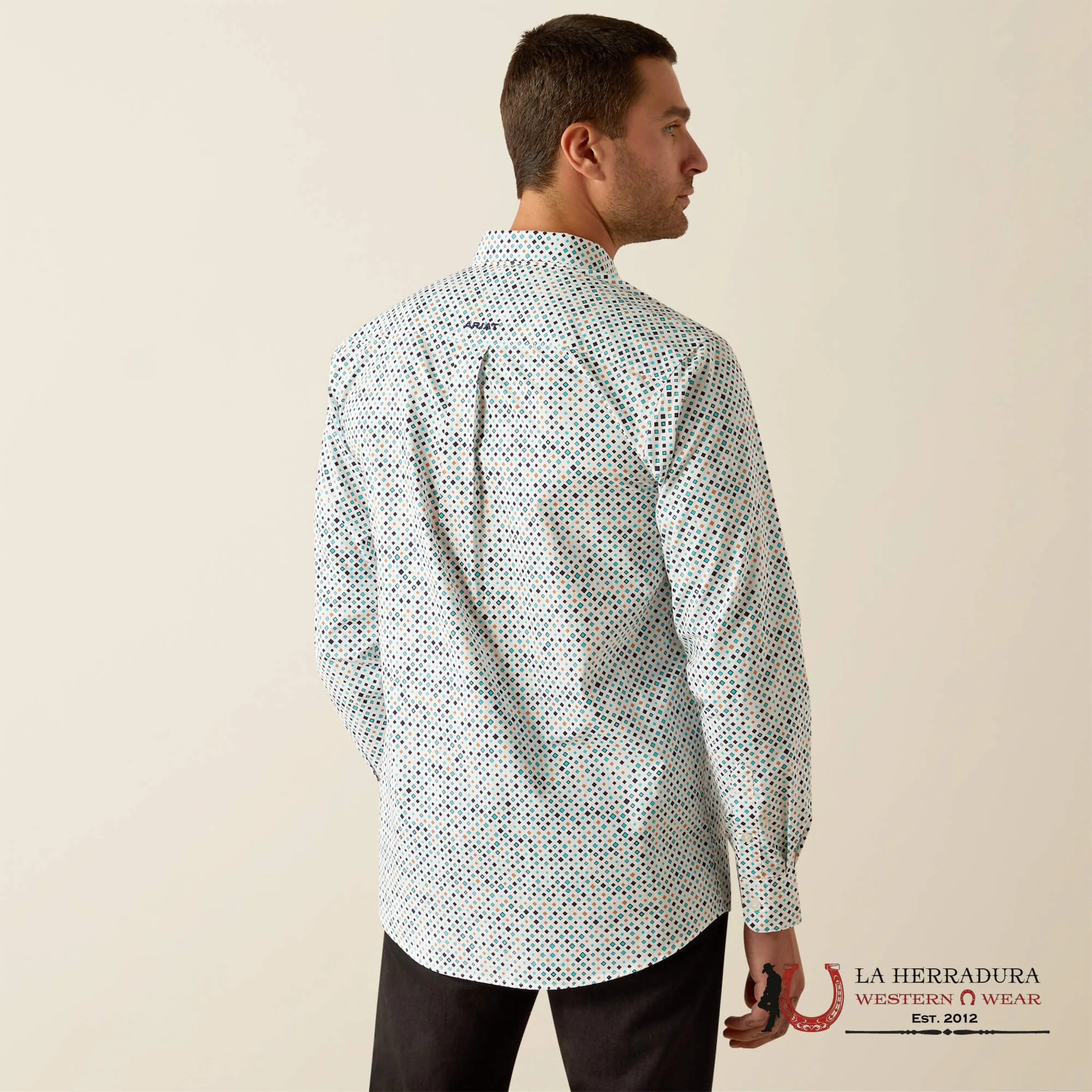 ARIAT FITTED LONG SLEEVE SHIRT JANSEN BLUE - 4746