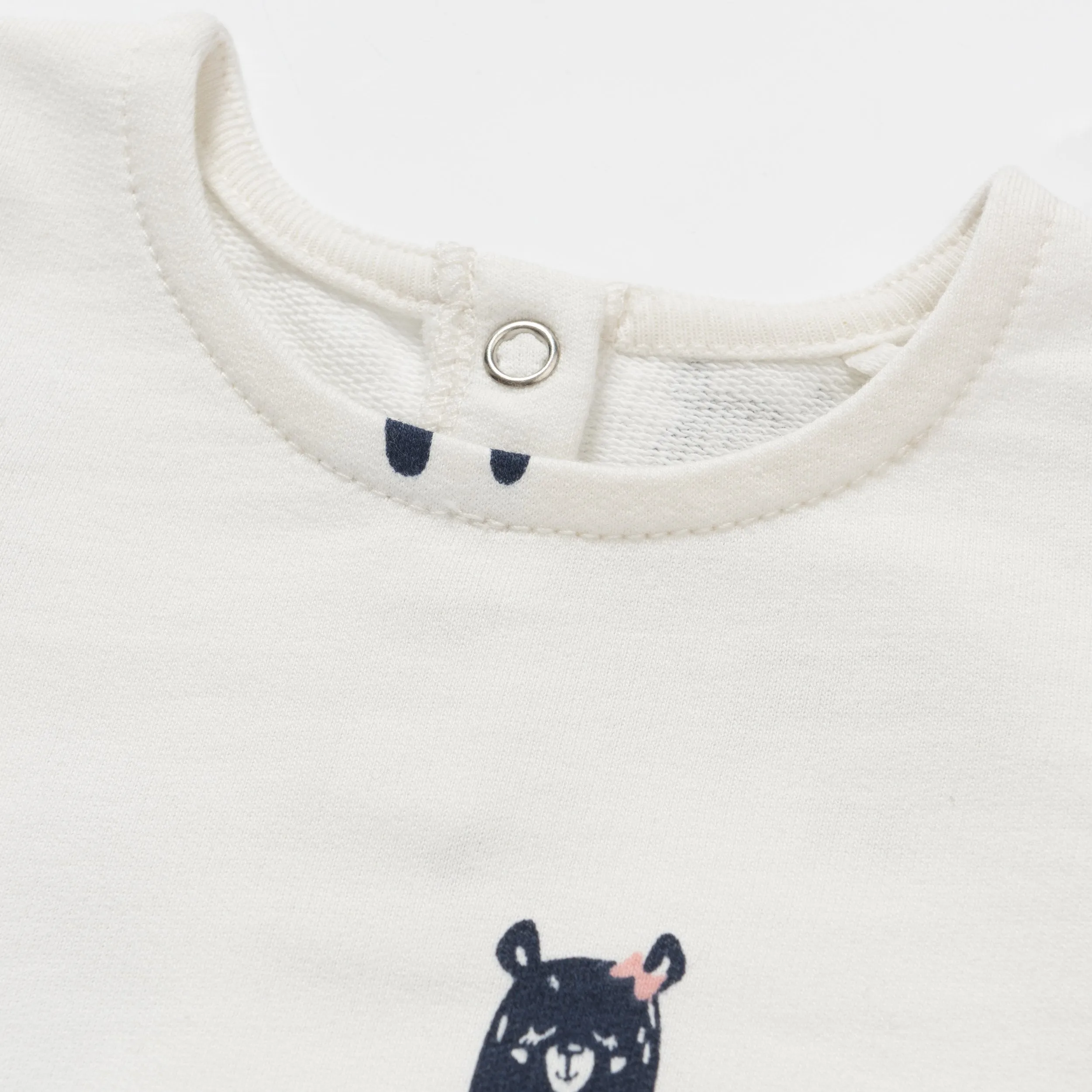 Artie - Girls White French Terry Tunic Dress with Playful Bear Navy Pattern 9 to 12 months
