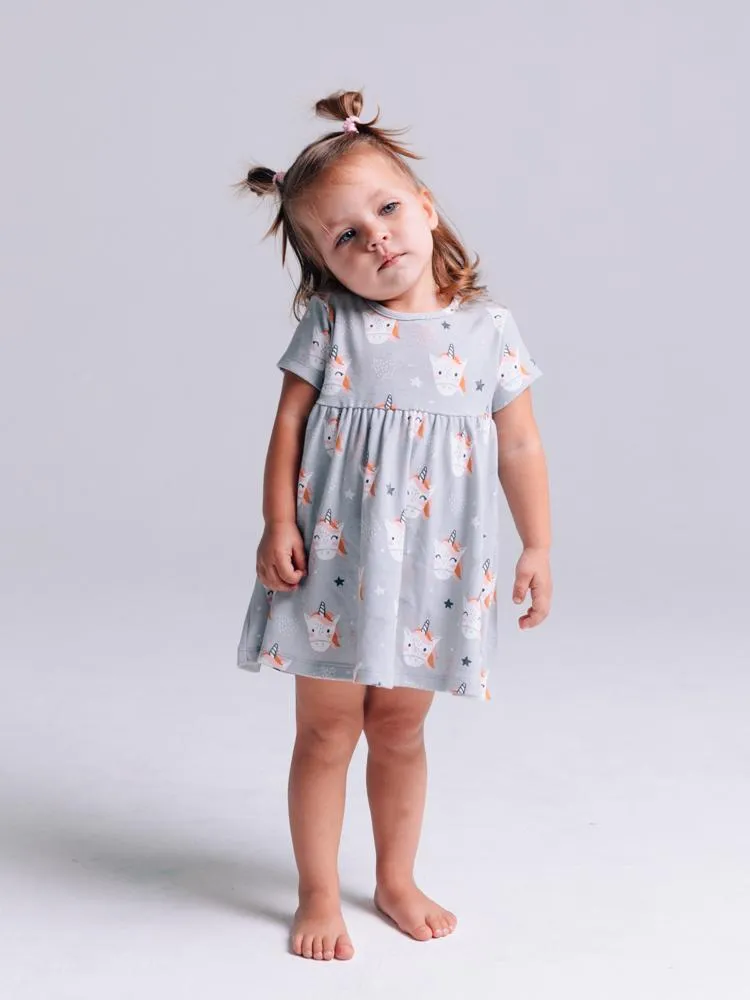 Artie - Happy Unicorn Cotton Baby and Girls Dress