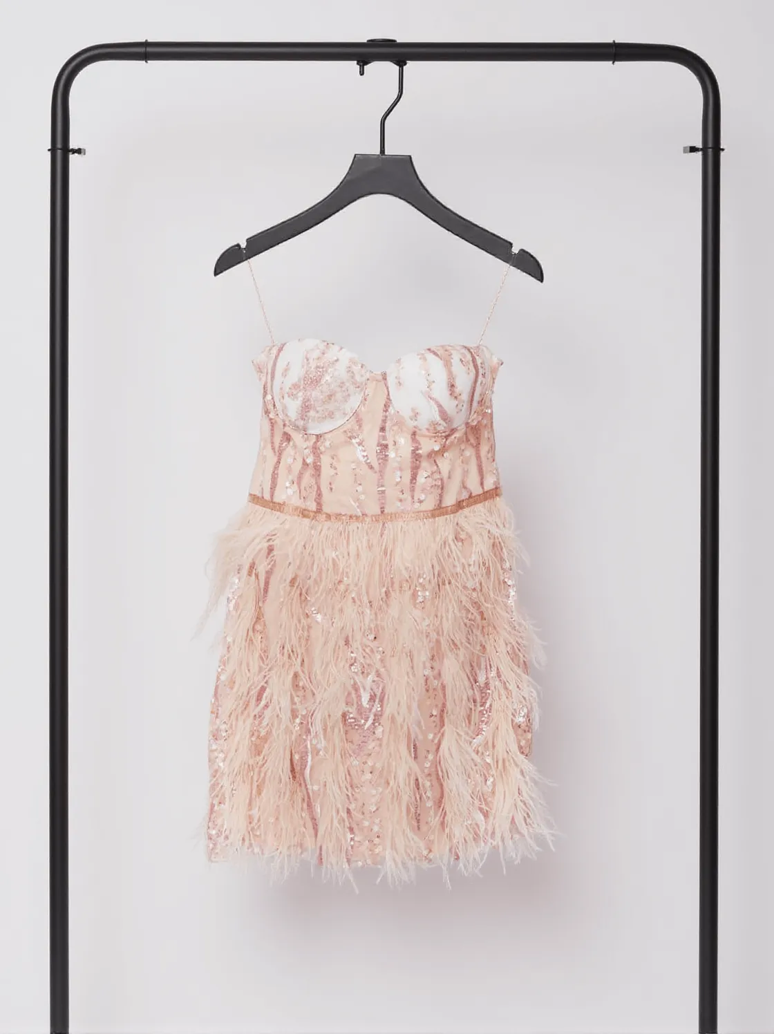Ashlyn Strapless Feather Sequin Mini Dress
