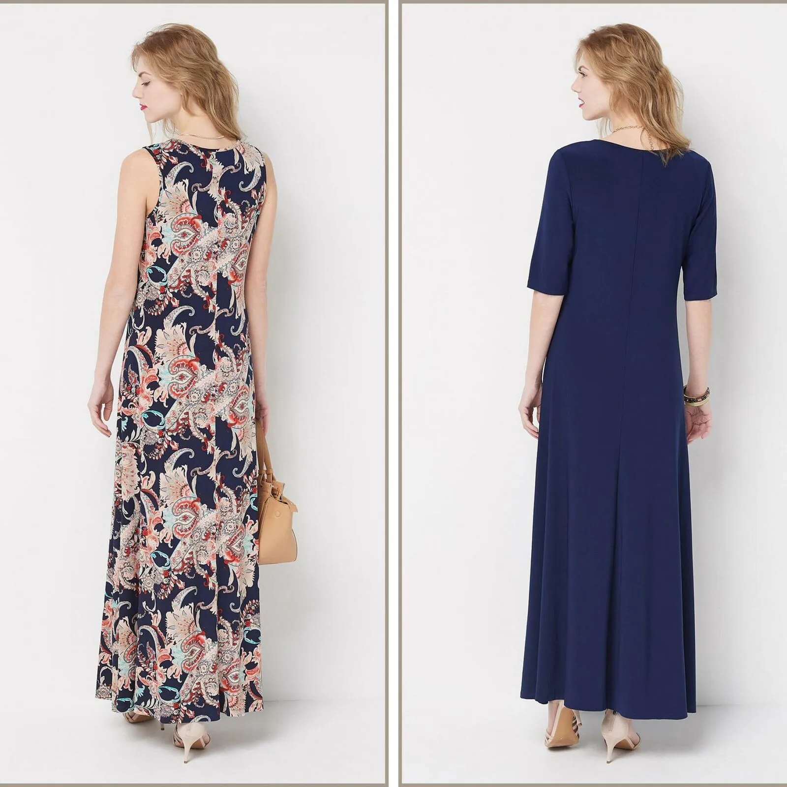 Attitudes by Renee Reg Set Of 2 Printed and Solid Maxi Dresses