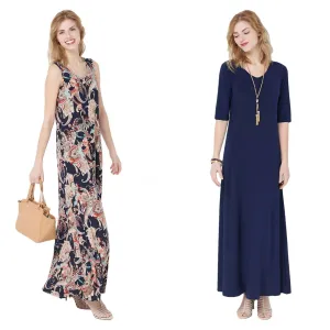 Attitudes by Renee Reg Set Of 2 Printed and Solid Maxi Dresses