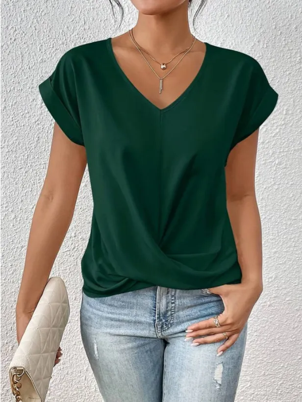 Aurelia | Casual Draped V-Neck Blouse for Ladies