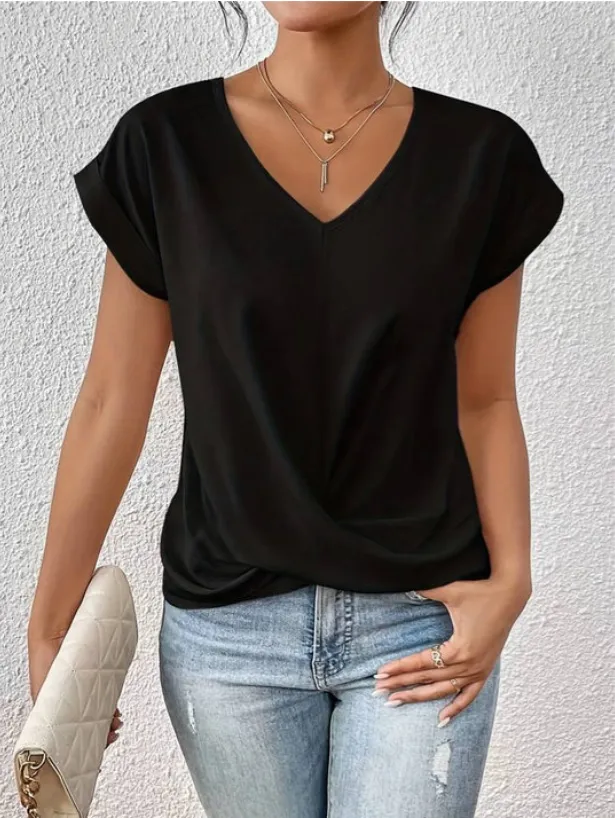 Aurelia | Casual Draped V-Neck Blouse for Ladies