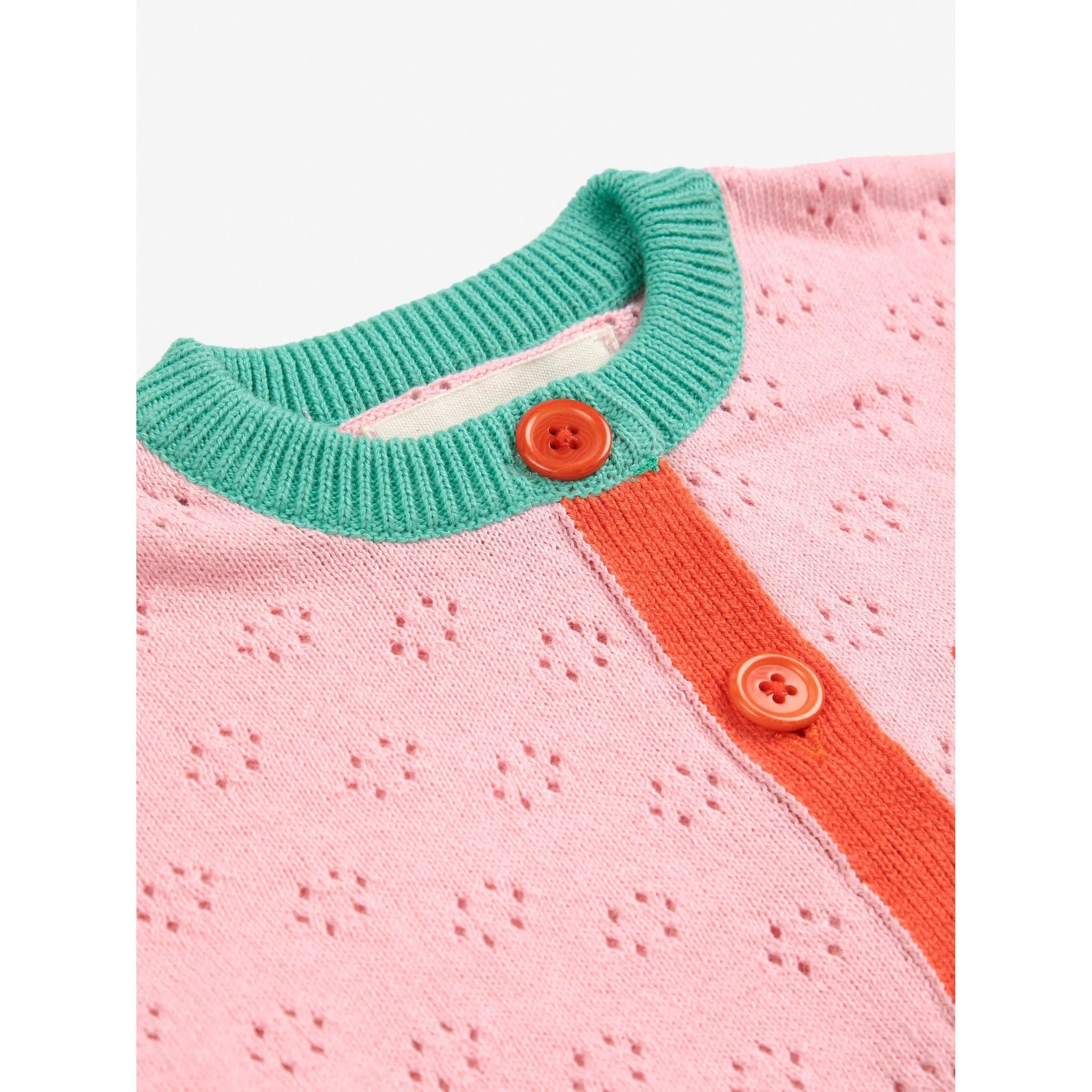 Baby Color Block Open Work Cardigan