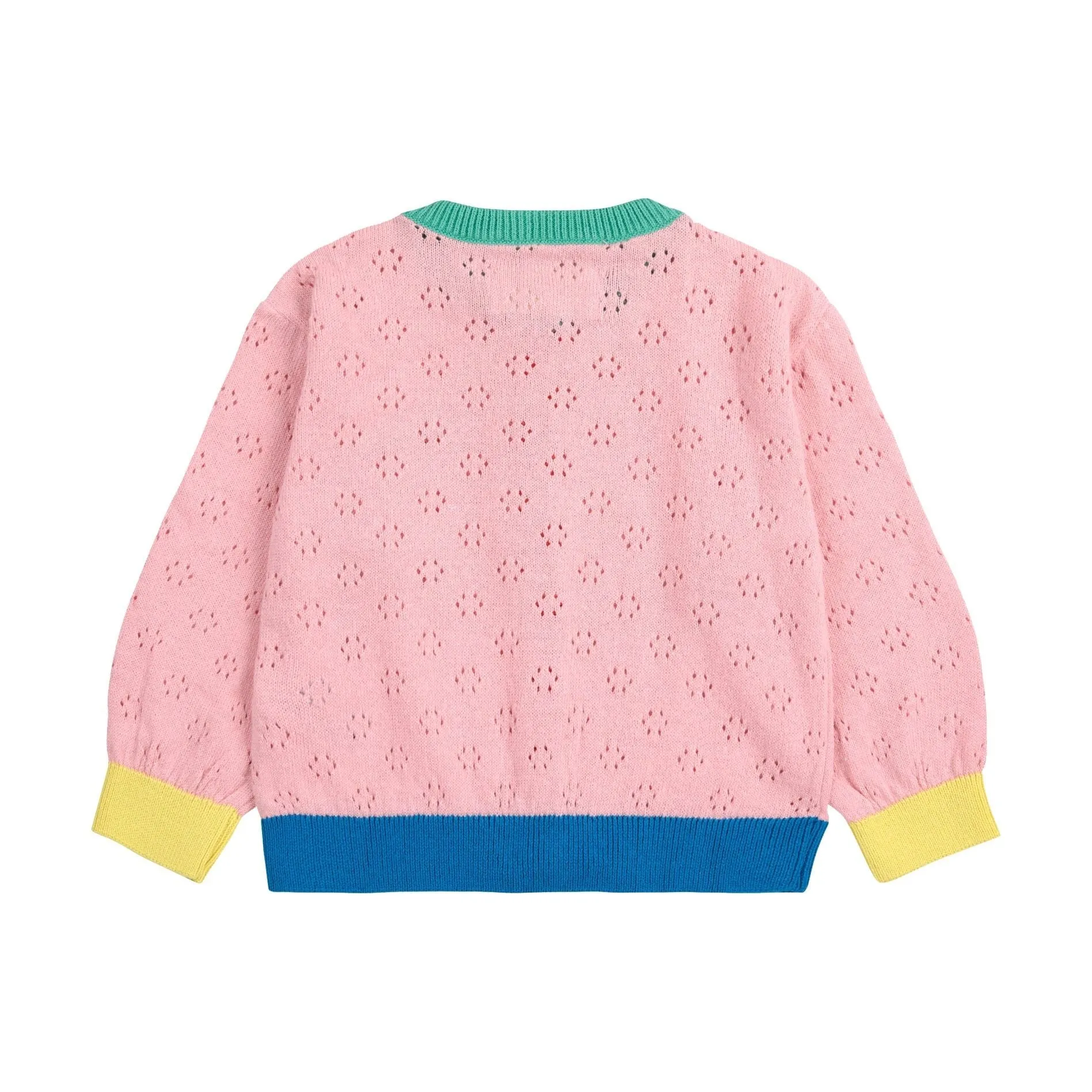 Baby Color Block Open Work Cardigan
