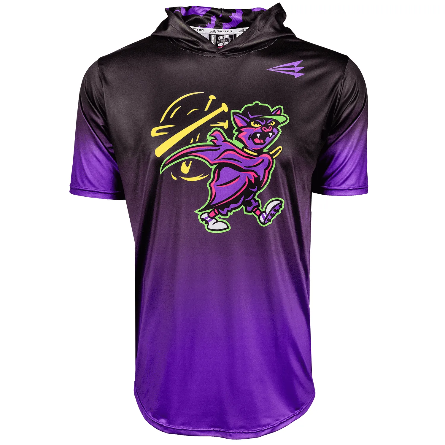Bat Flips Baseball Pro Premier Short Sleeve Hoodie NEON