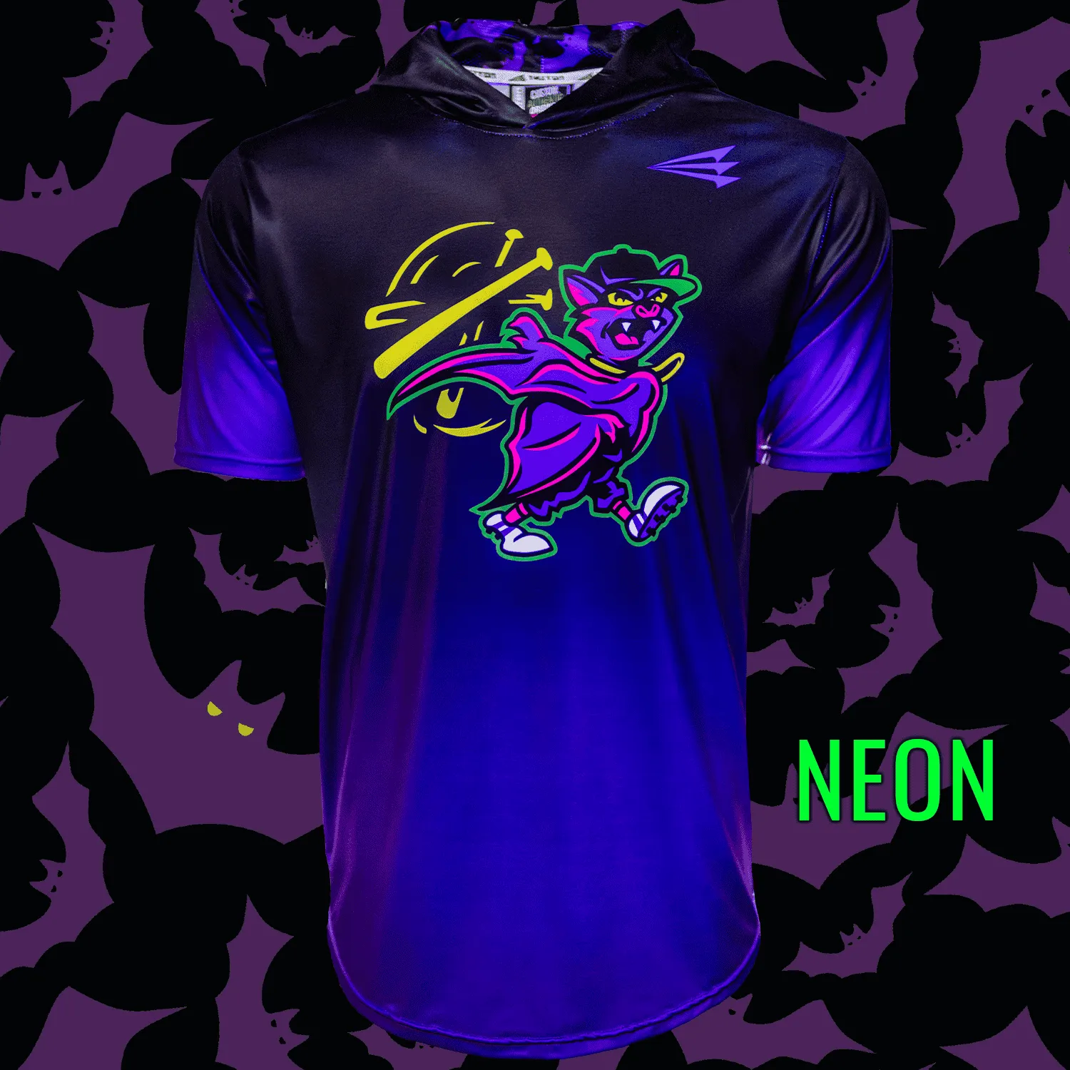 Bat Flips Baseball Pro Premier Short Sleeve Hoodie NEON