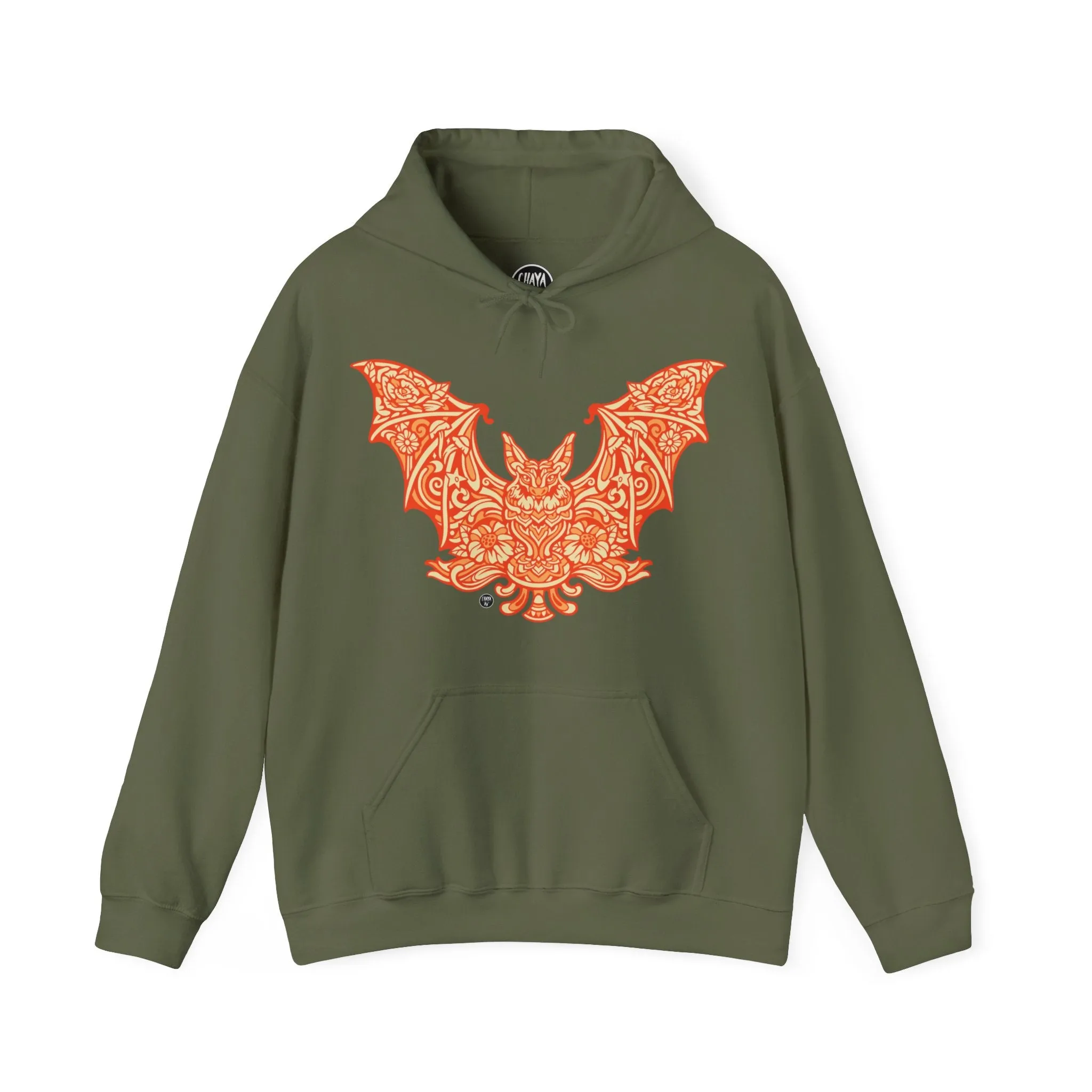Batshroom Orange | Heavy Hooded Sweatshirt by Chaya Av