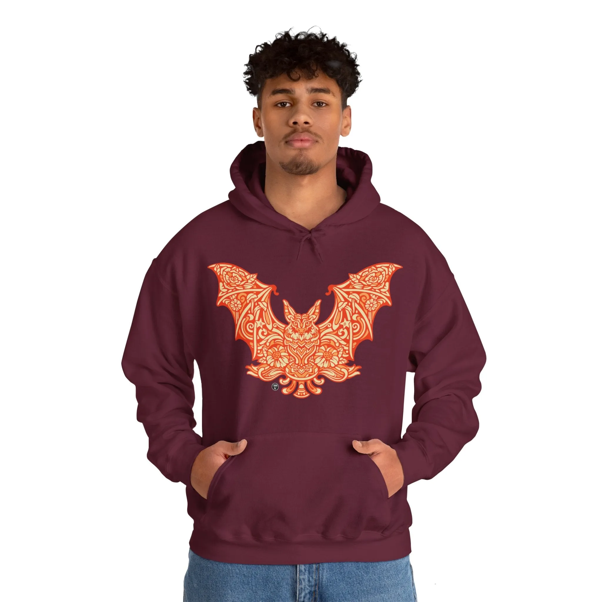 Batshroom Orange | Heavy Hooded Sweatshirt by Chaya Av