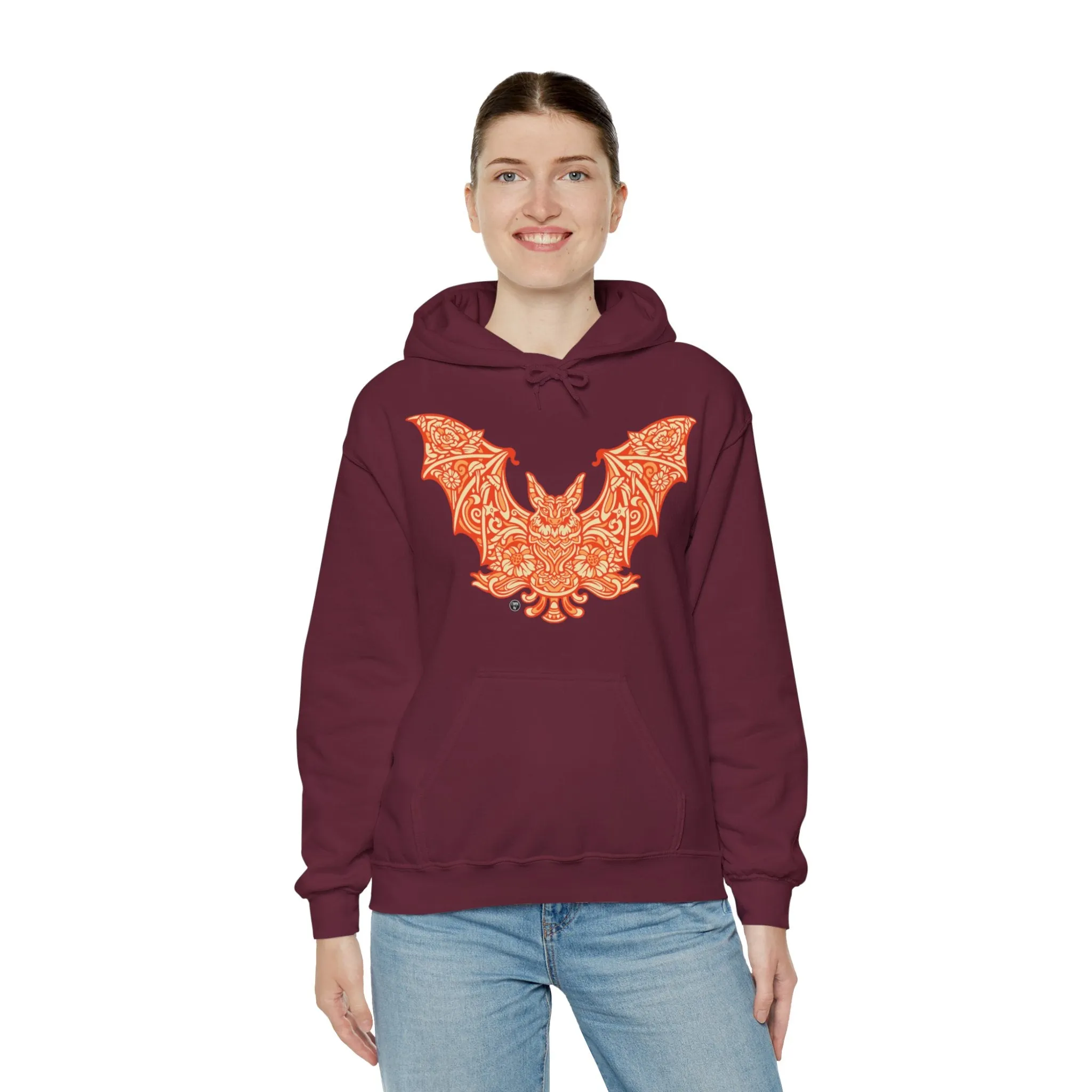 Batshroom Orange | Heavy Hooded Sweatshirt by Chaya Av