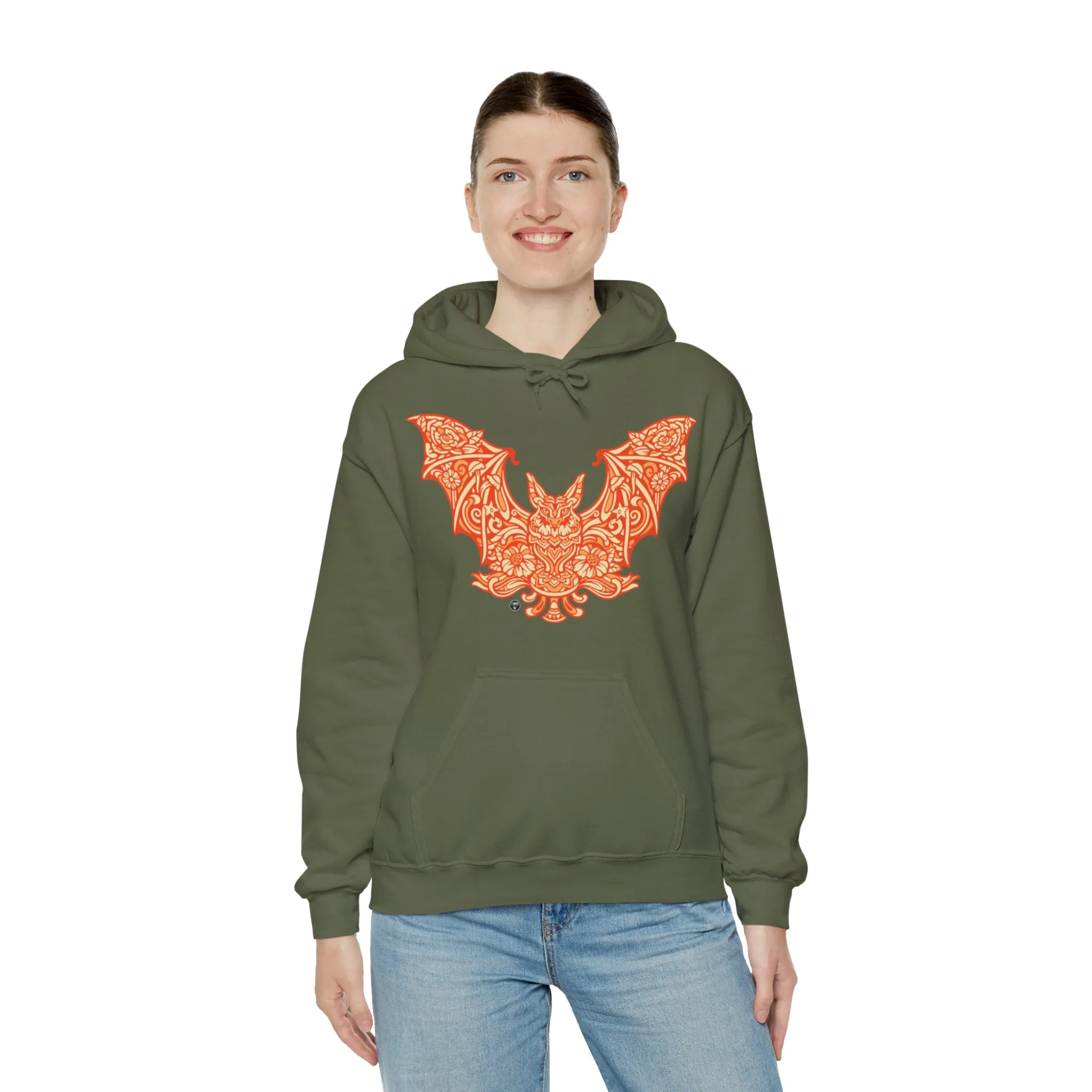 Batshroom Orange | Heavy Hooded Sweatshirt by Chaya Av