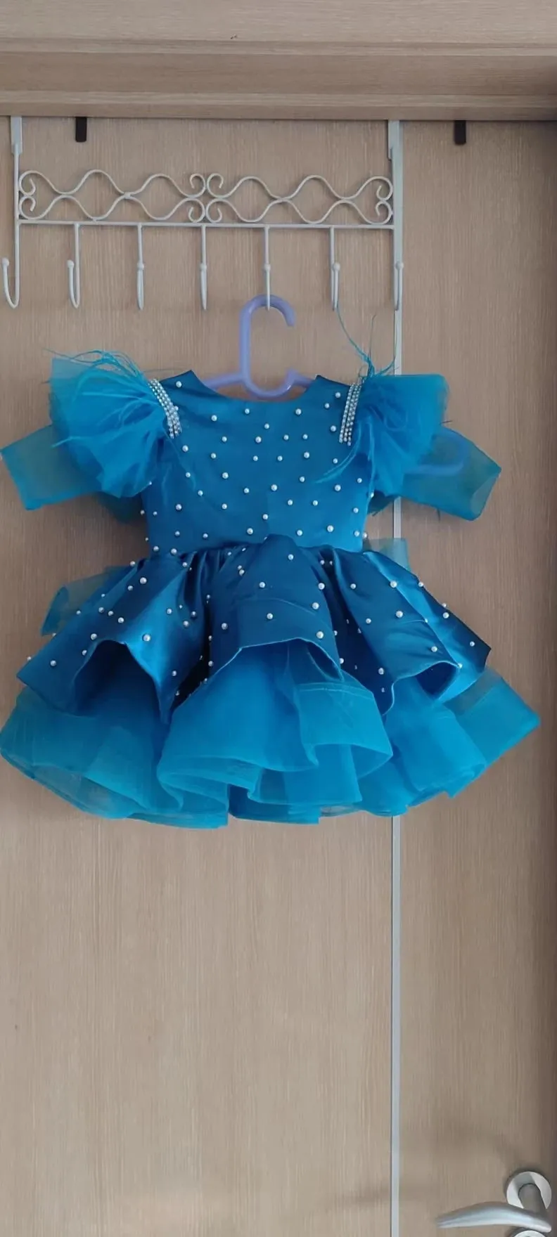 Beaded Ruffles Princess Feather Dress