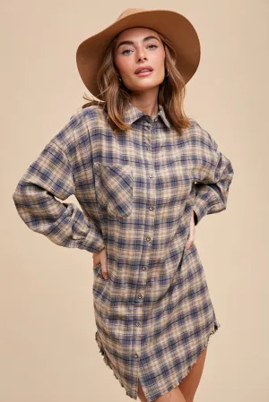Betty Button Up Plaid Dress