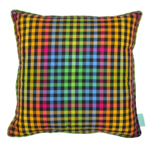 Beverly Hills Check Silk Taffeta Throw Pillow - Black