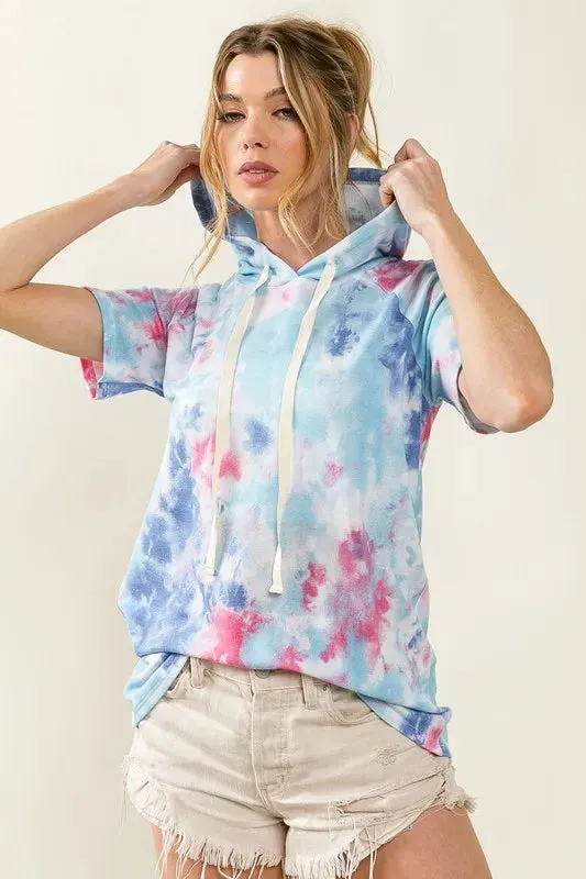 BiBi Tie Dye Terry Hoodie with Drawstring