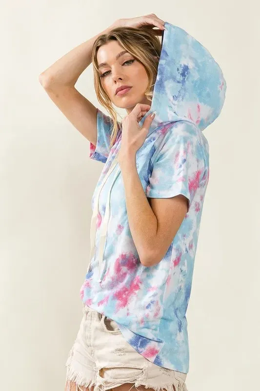 BiBi Tie Dye Terry Hoodie with Drawstring