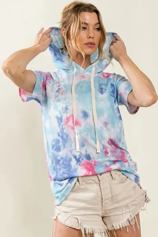 BiBi Tie Dye Terry Hoodie with Drawstring