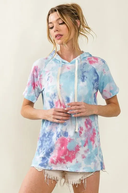 BiBi Tie Dye Terry Hoodie with Drawstring