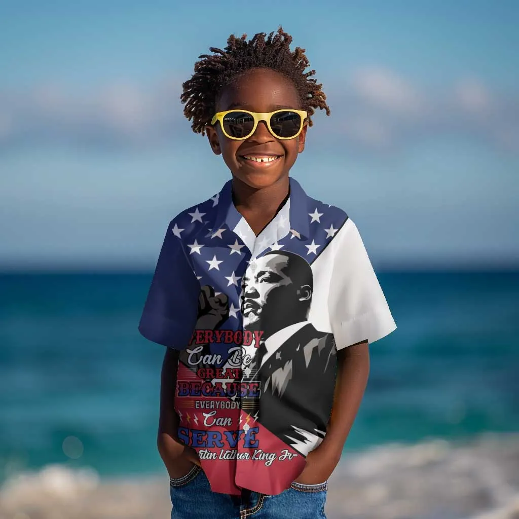 Black Americans Happy MLK Day Kid Hawaiian Shirt Everybody Can Be Great Because Everybody Can Serve LT15