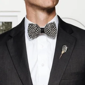 Black & White Polka Dot Feather Bow Tie Set