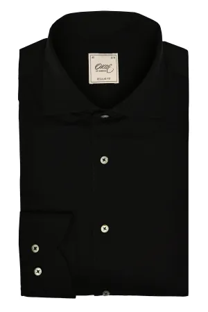 Black regular fit one-piece collar shirt