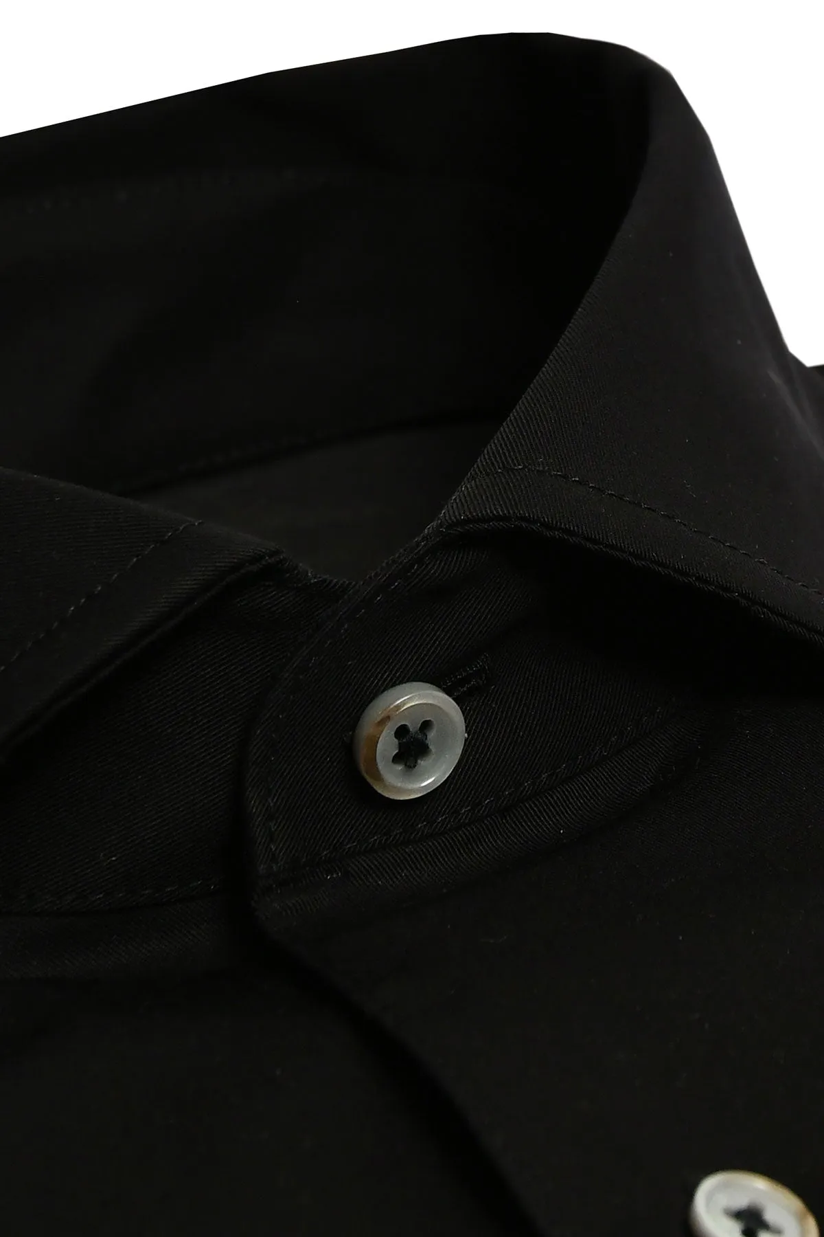 Black regular fit one-piece collar shirt