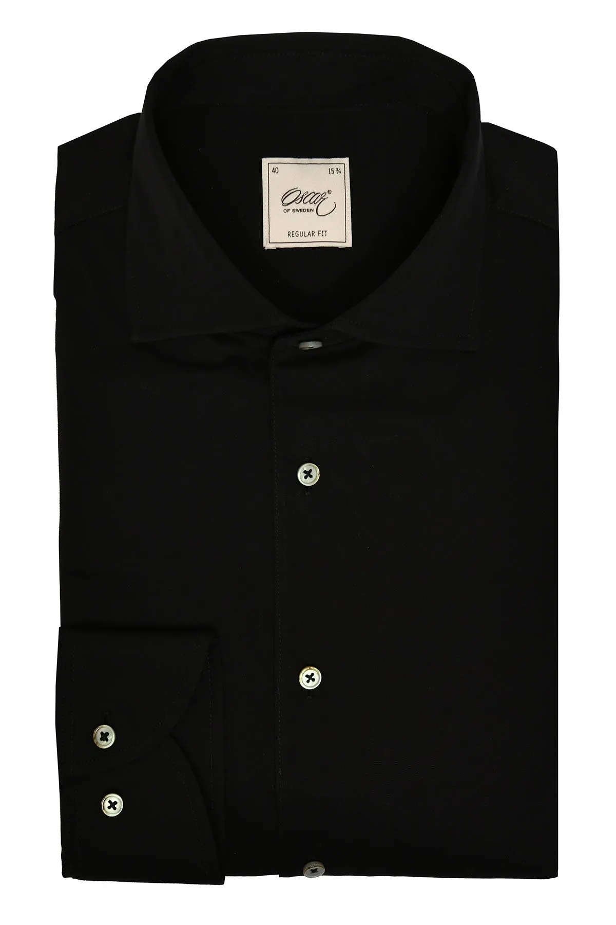 Black regular fit one-piece collar shirt