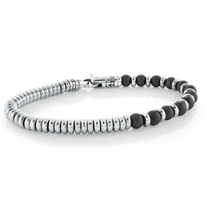 Black Satin Beads Twisted Wire Bracelet