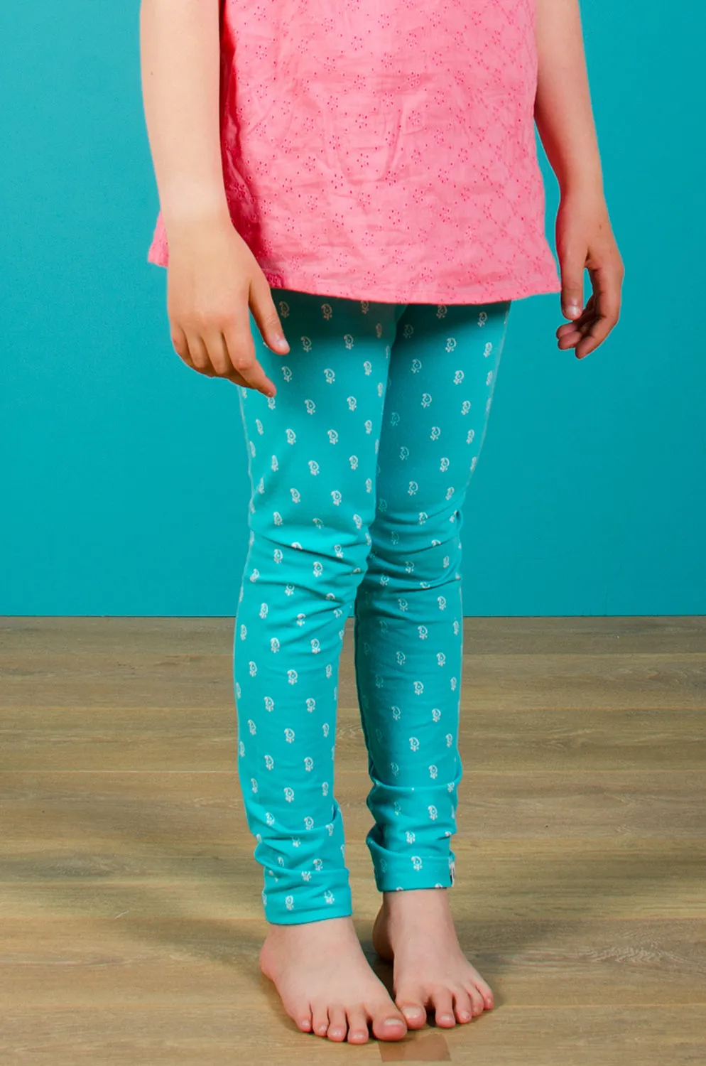 Block Print Geo Green Leggings