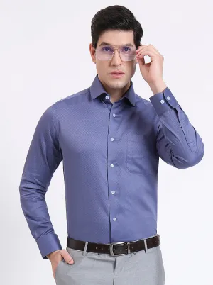 Blue Solid Slim Fit Formal Shirt | Metal