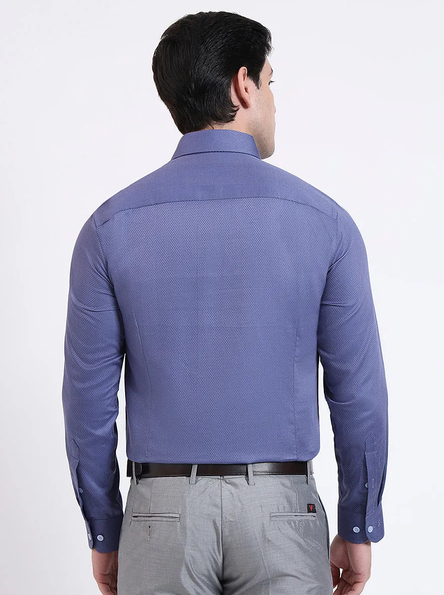 Blue Solid Slim Fit Formal Shirt | Metal