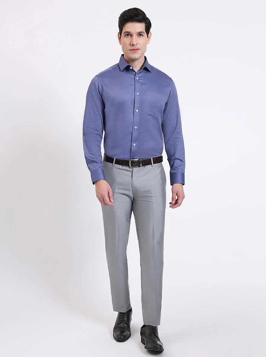 Blue Solid Slim Fit Formal Shirt | Metal