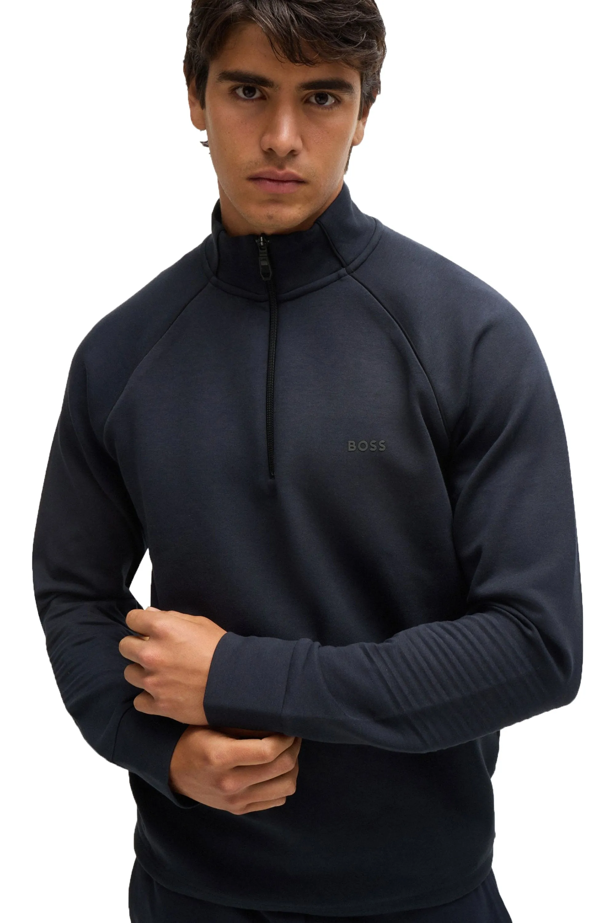 Boss Sweat 1 Half Zip Knitwear Dark Blue