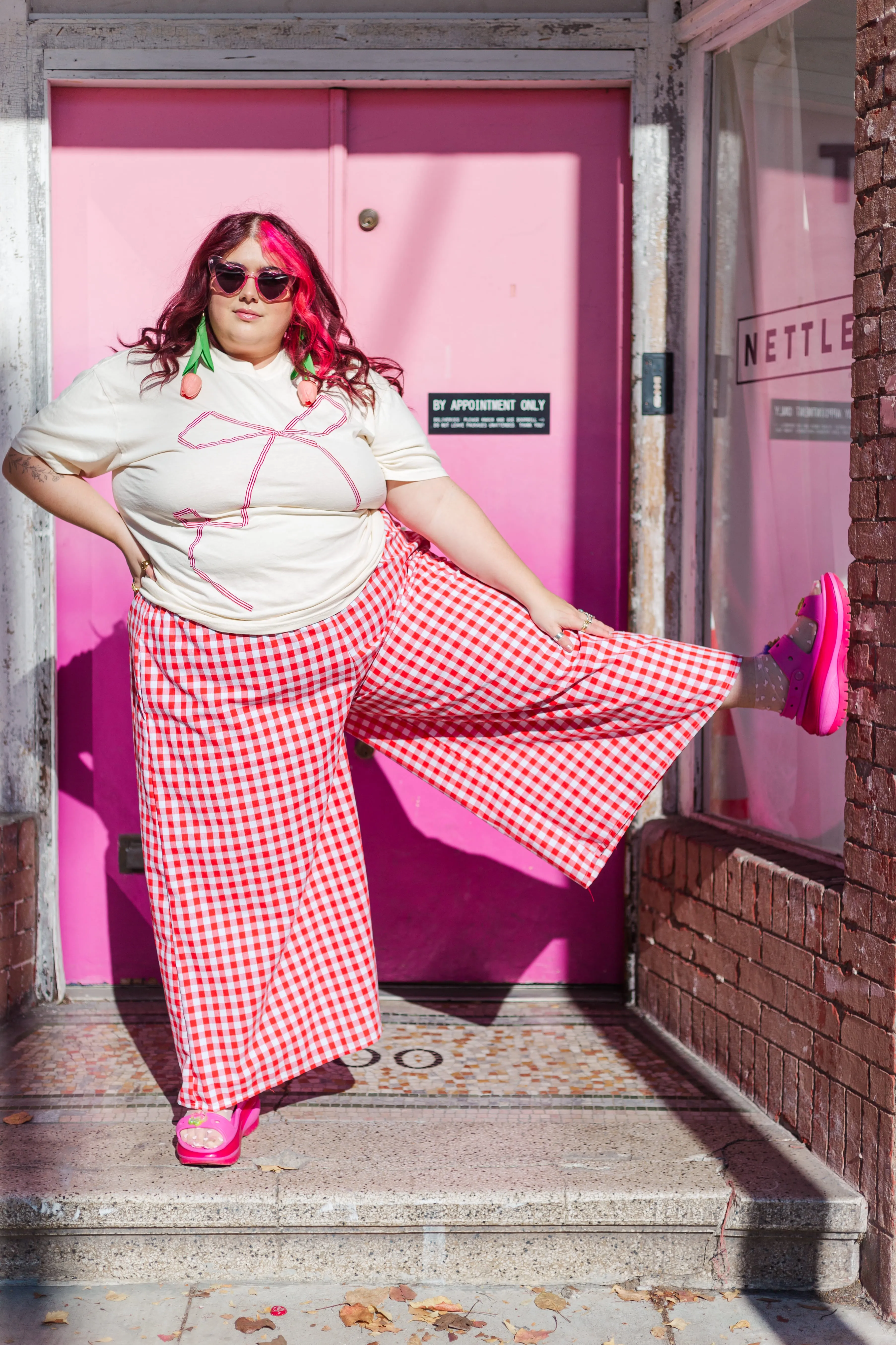 Bow T-Shirt - White/Pink - Size 2XL (RTS)