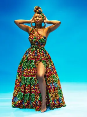 Box of 10 Belle Rainbow African Print Infinity Dresses | Wholesale Ankara Clothing