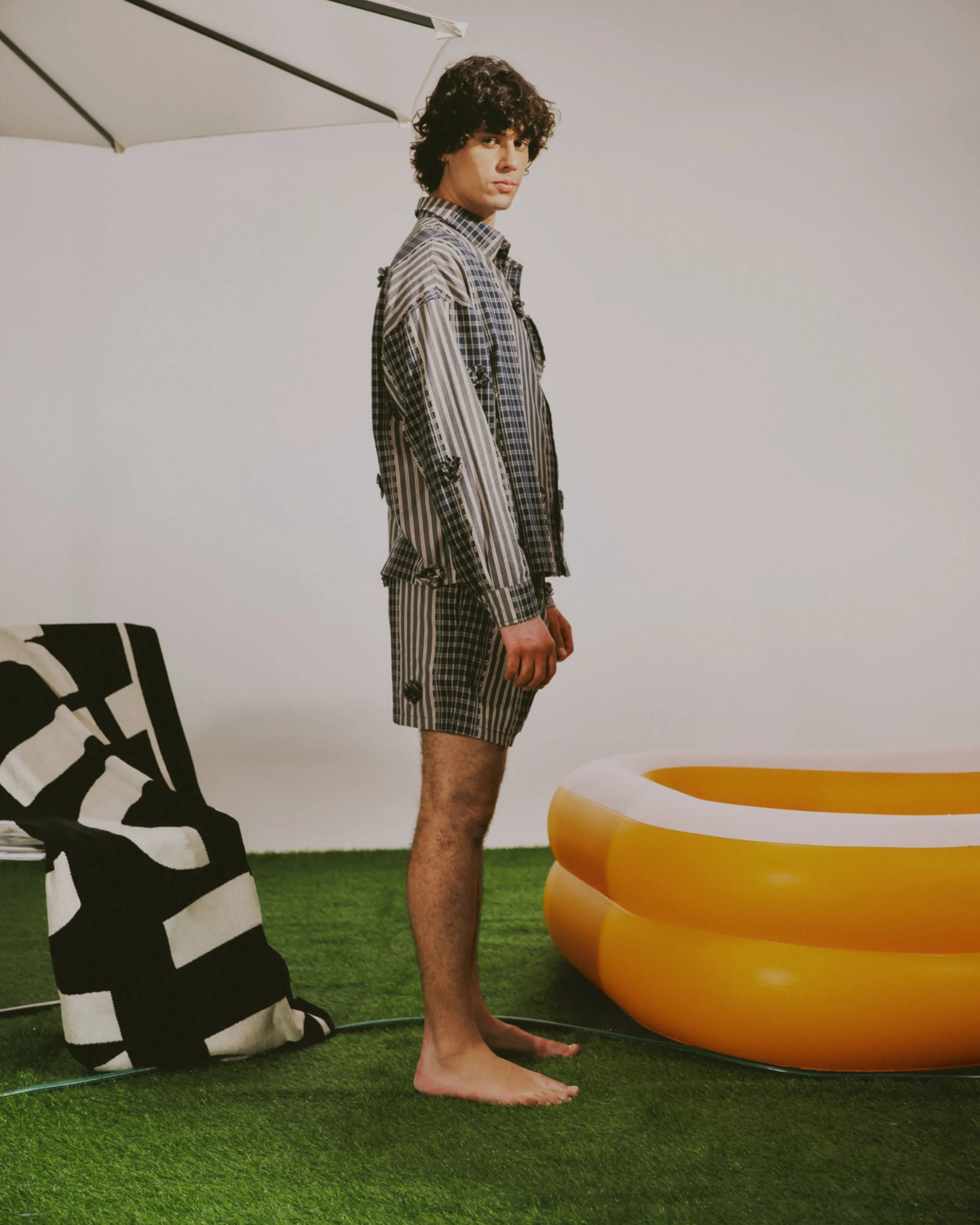 Box Polo Longsleeve Plaid - Navy Blue