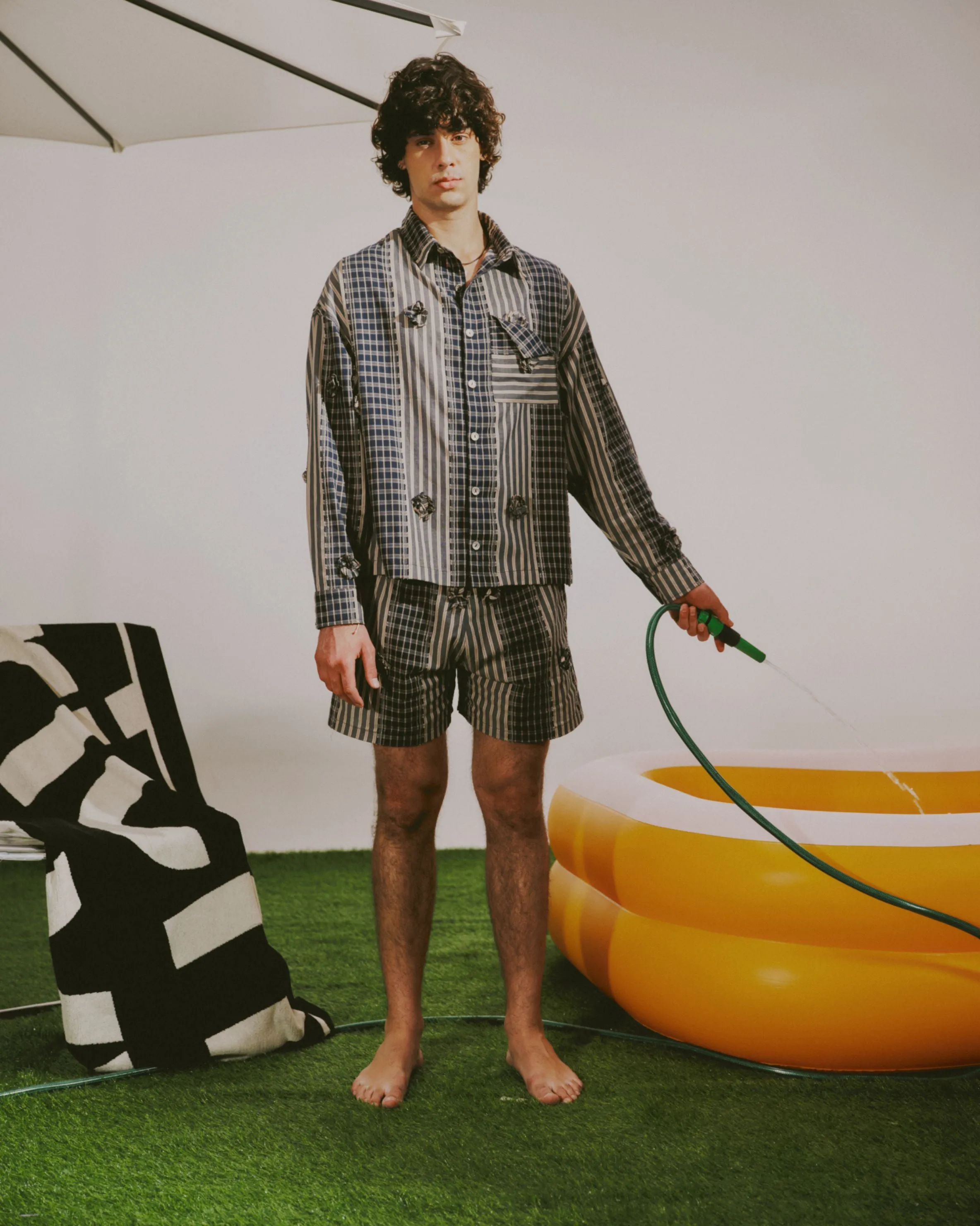 Box Polo Longsleeve Plaid - Navy Blue