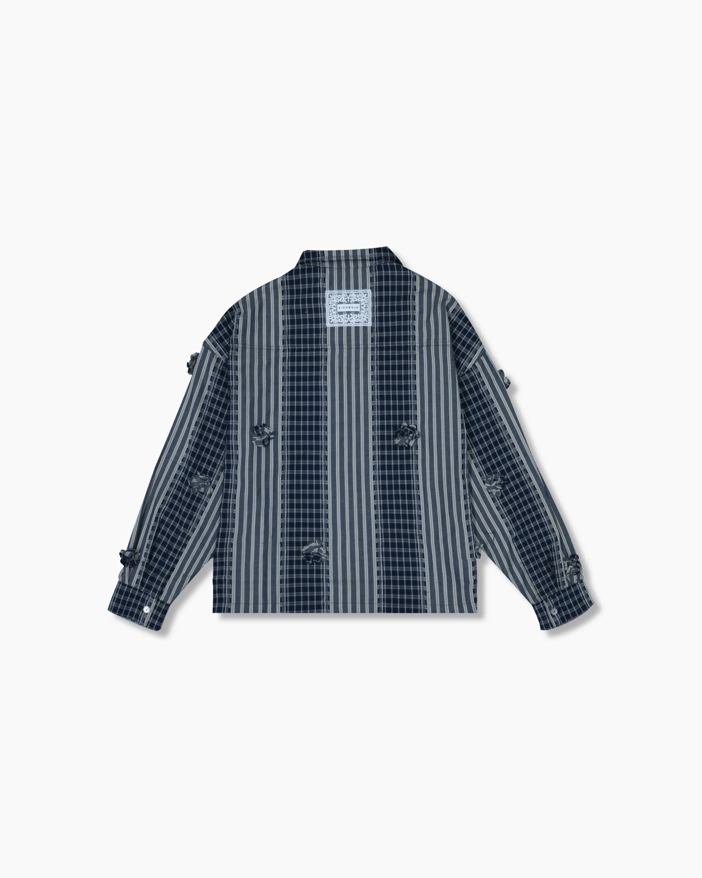 Box Polo Longsleeve Plaid - Navy Blue