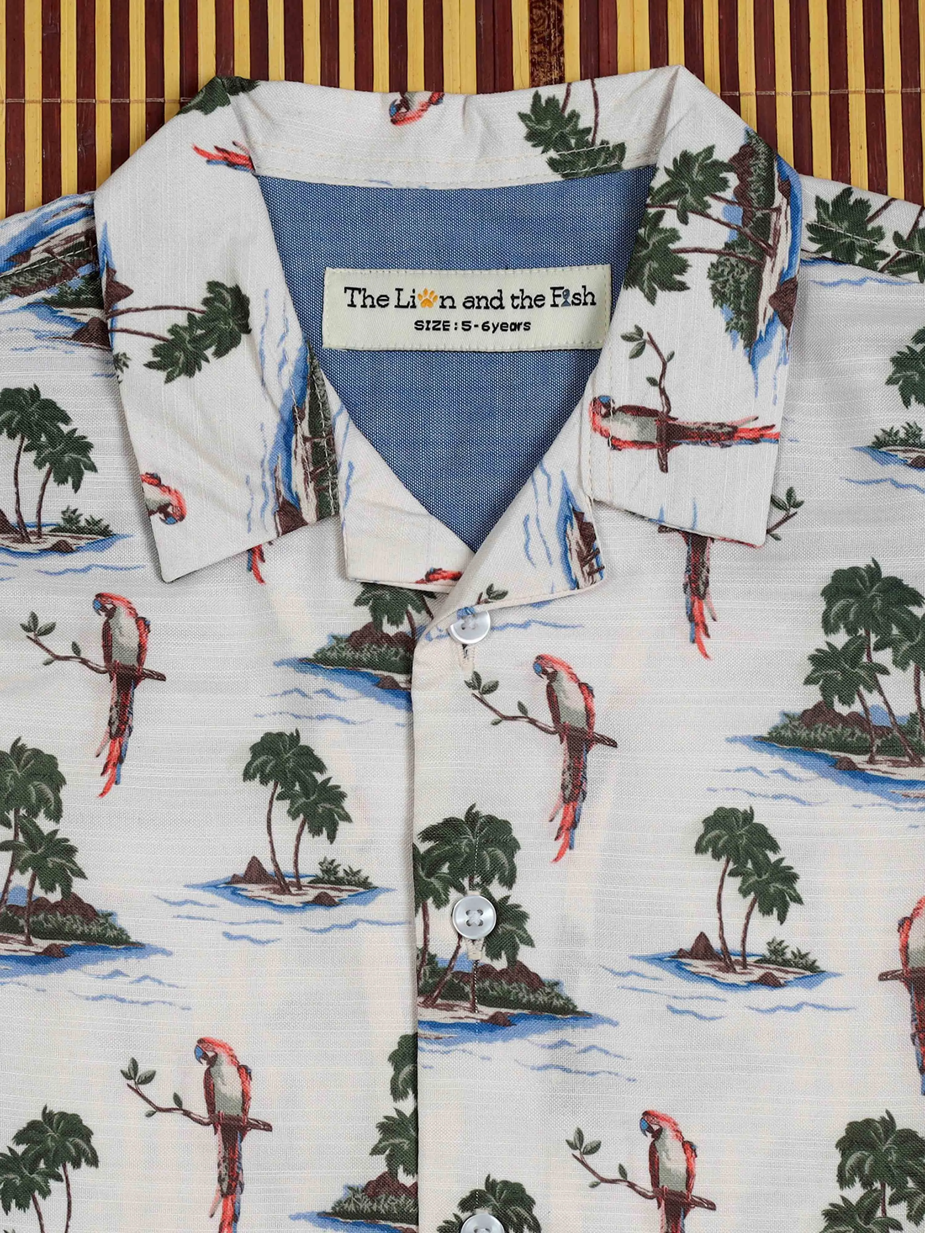 Boys Cartoon Printed Shirt Off White