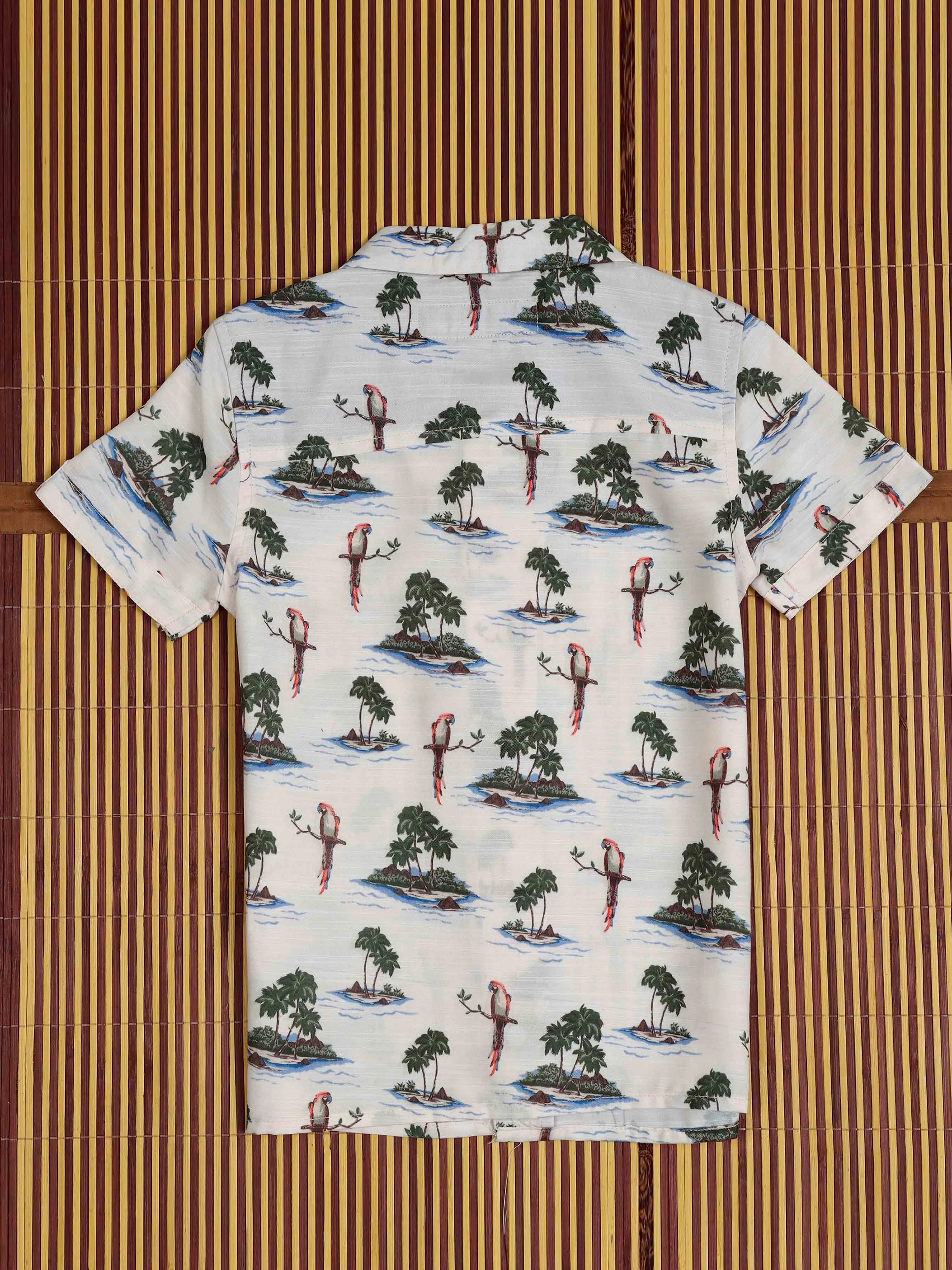Boys Cartoon Printed Shirt Off White