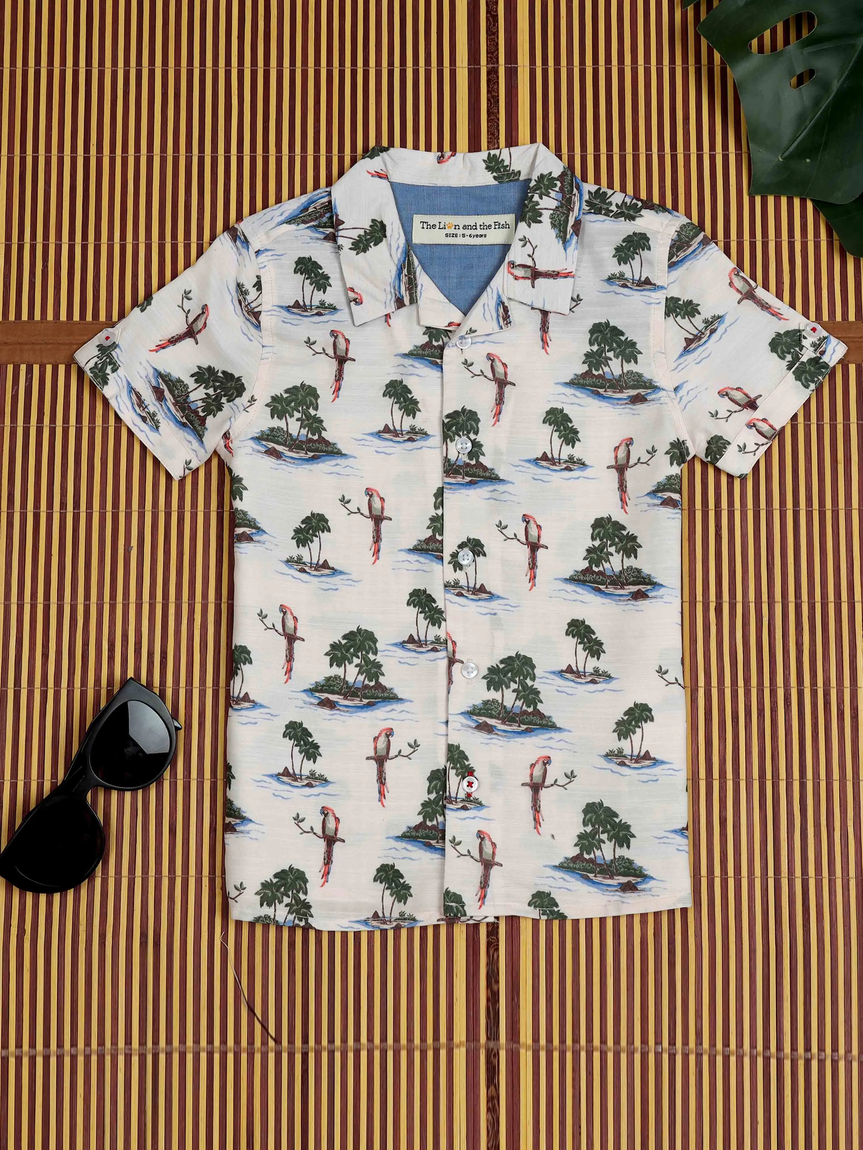 Boys Cartoon Printed Shirt Off White