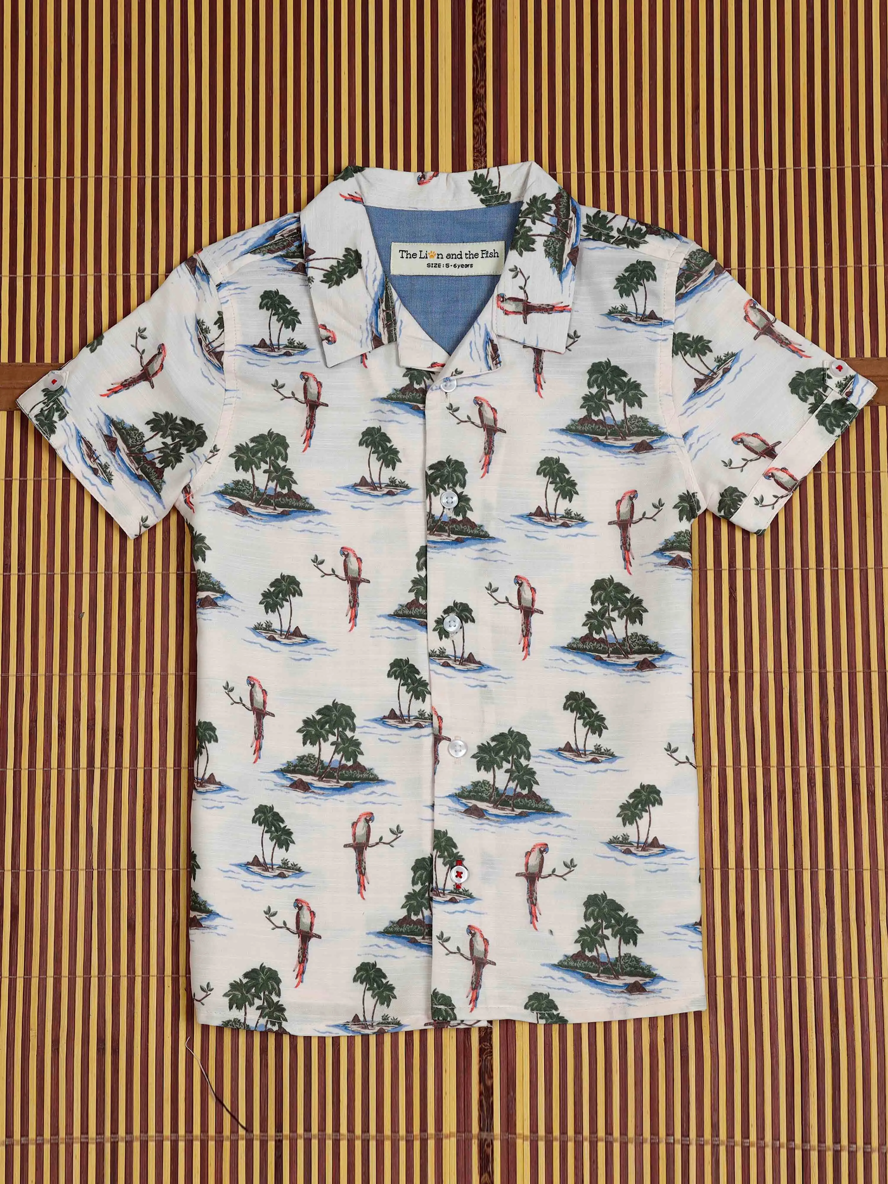 Boys Cartoon Printed Shirt Off White