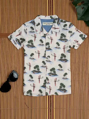 Boys Cartoon Printed Shirt Off White