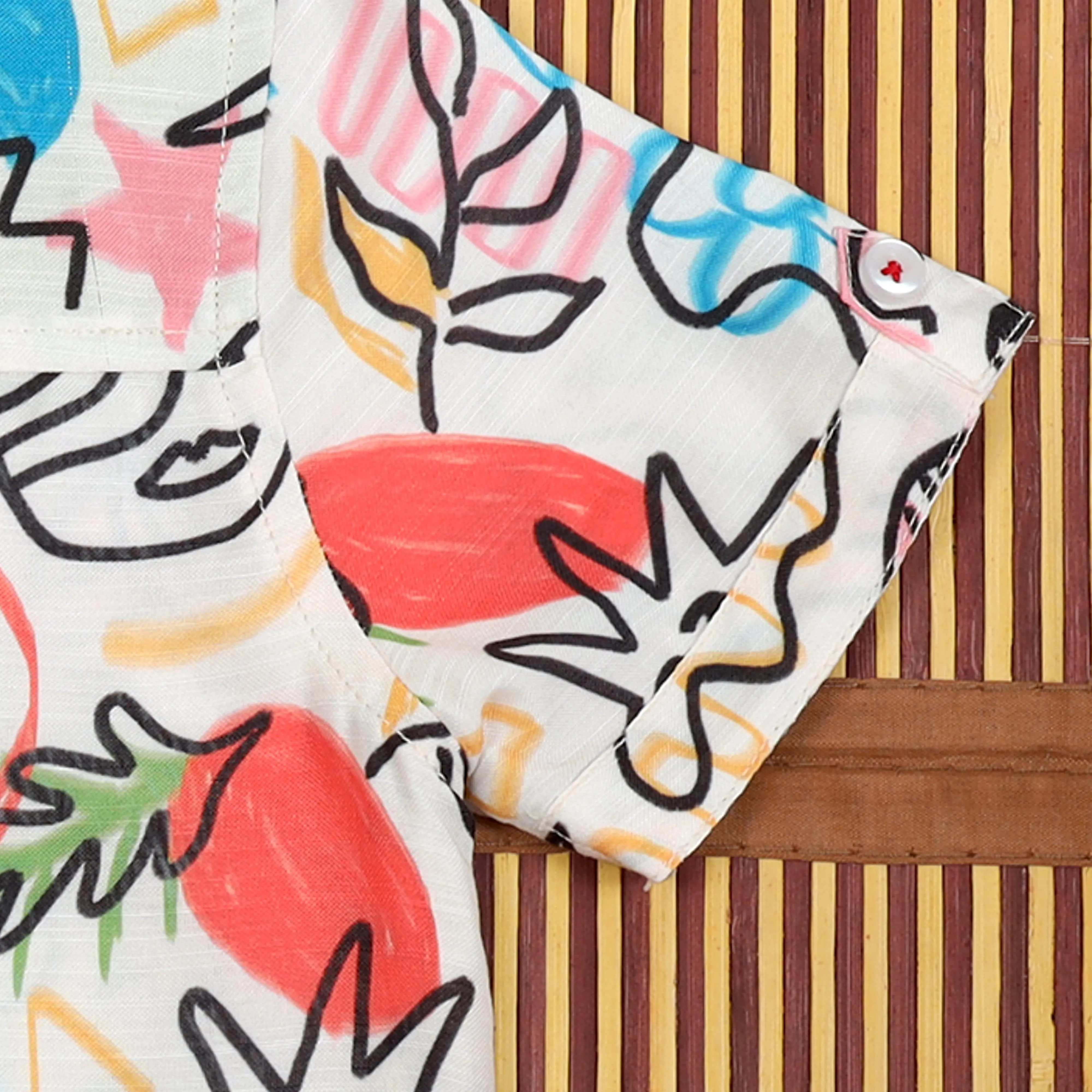 Boys Hawaiian Printed Shirt Porcelain