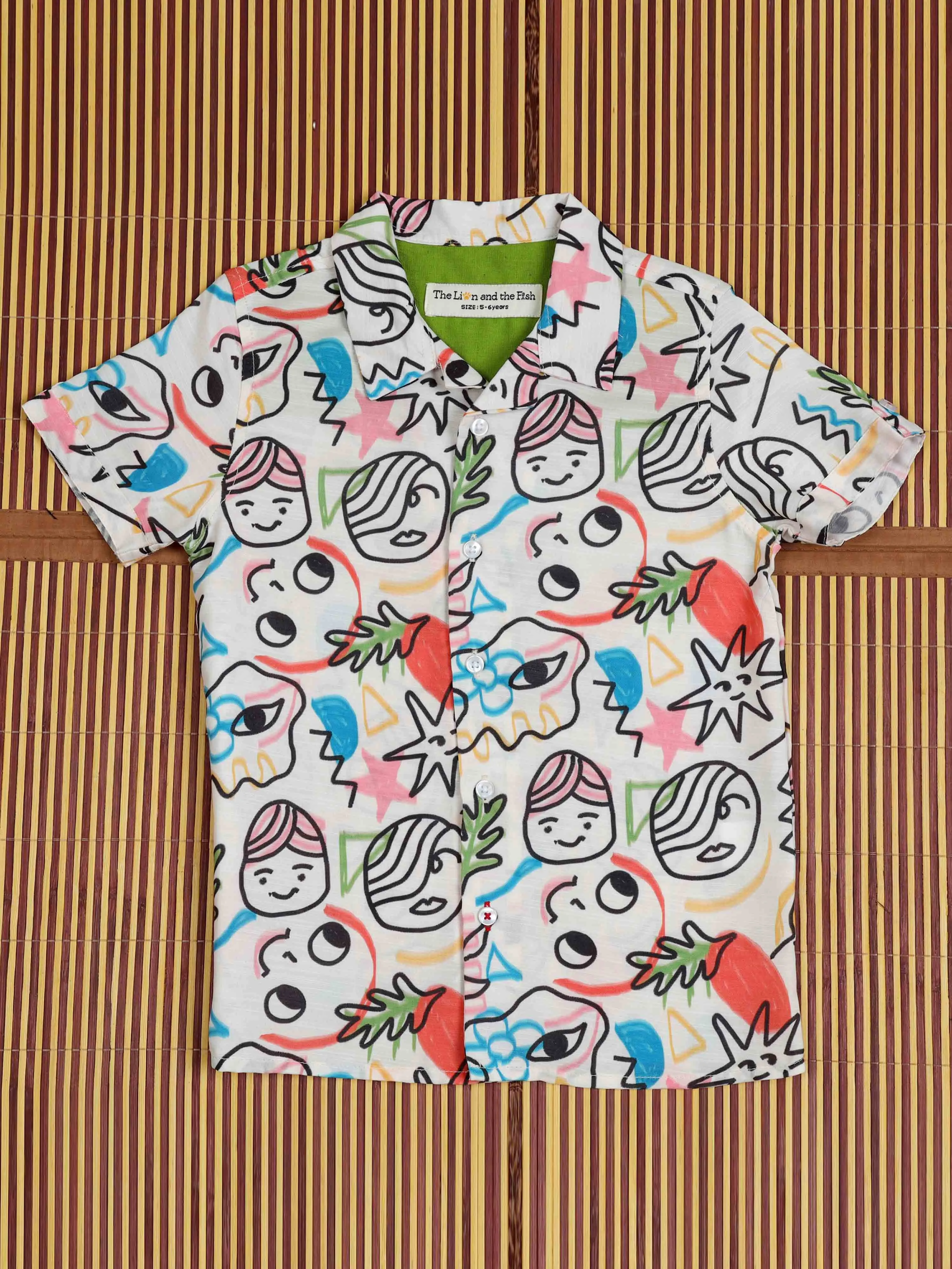 Boys Hawaiian Printed Shirt Porcelain