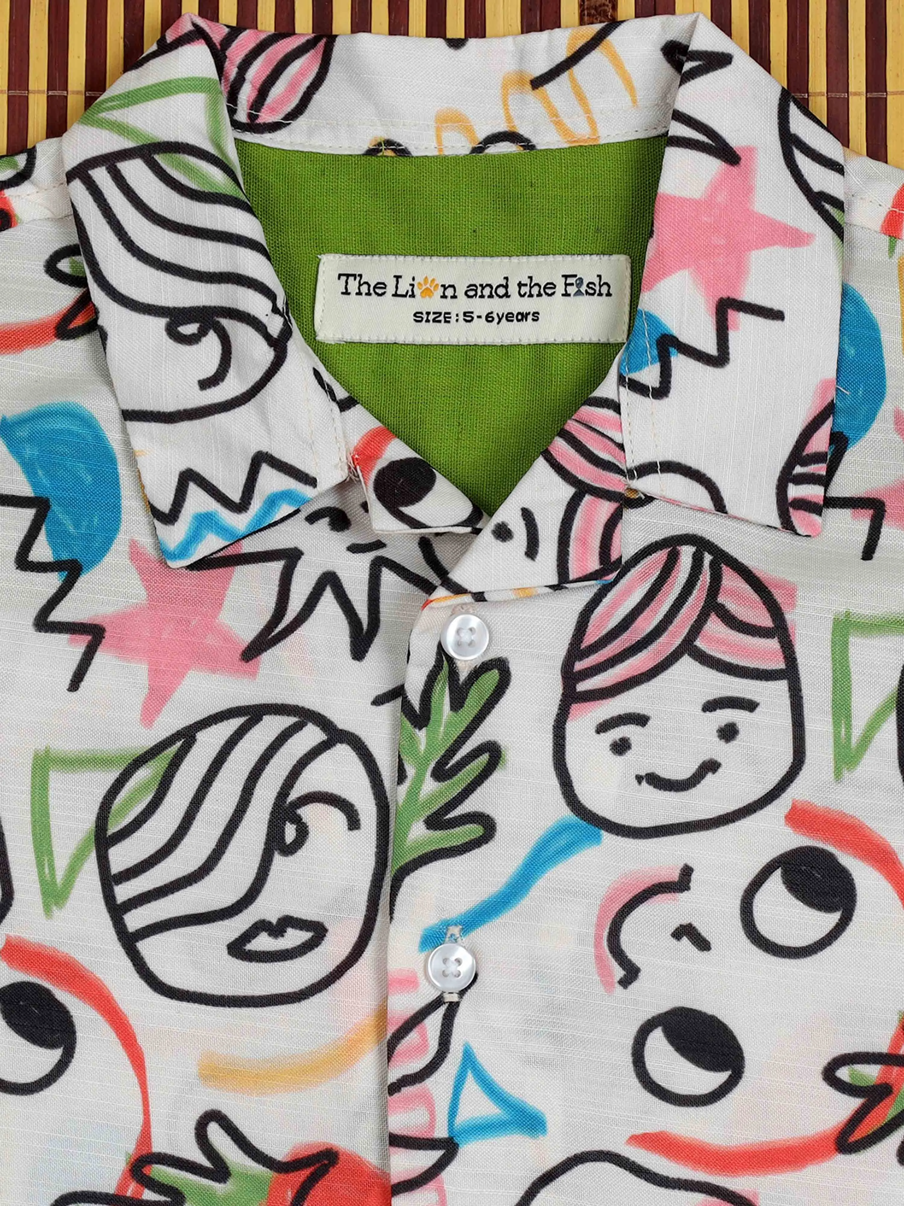 Boys Hawaiian Printed Shirt Porcelain