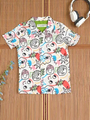 Boys Hawaiian Printed Shirt Porcelain