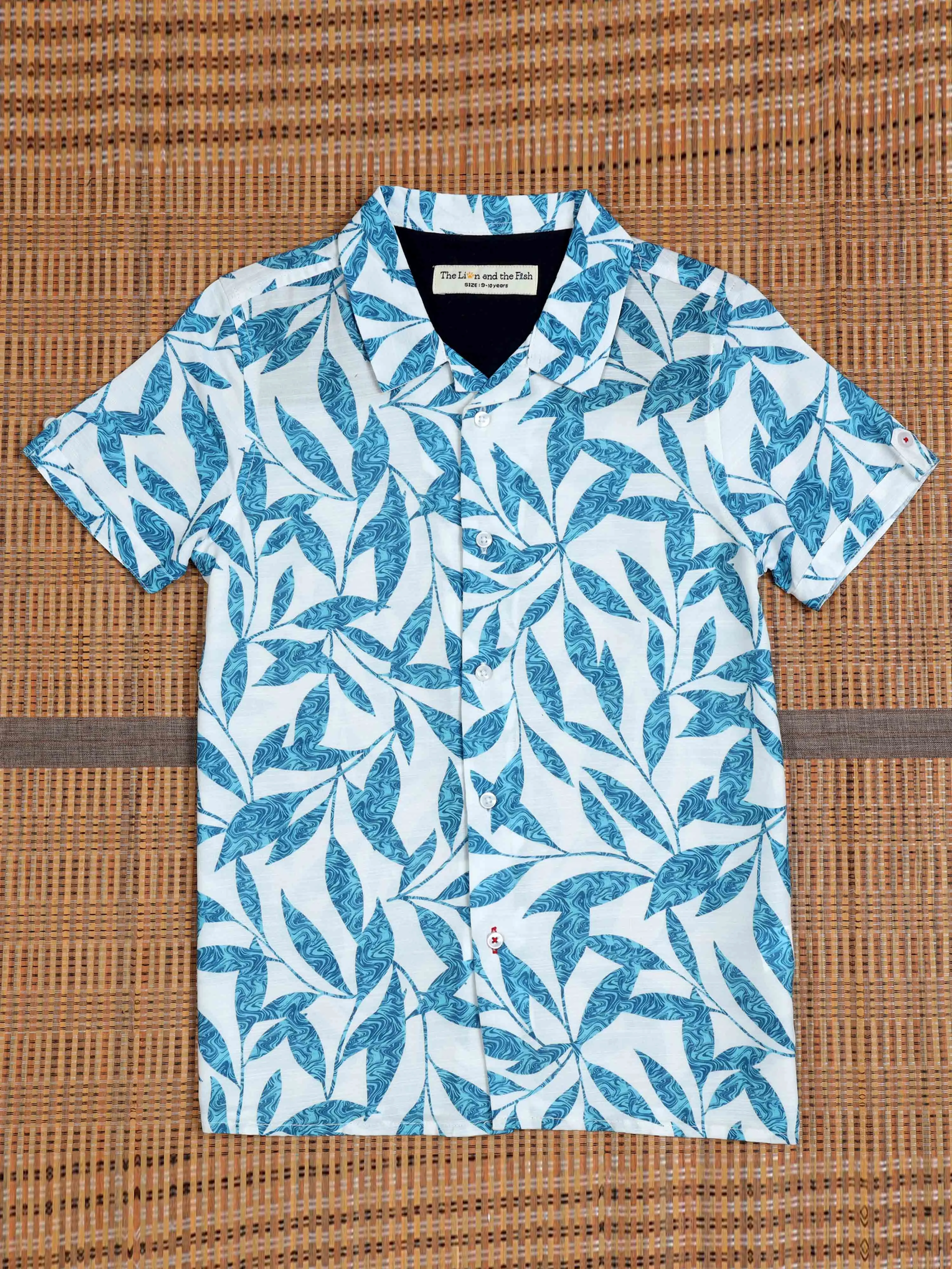 Boys Leaf Printed Shirt Sea Form