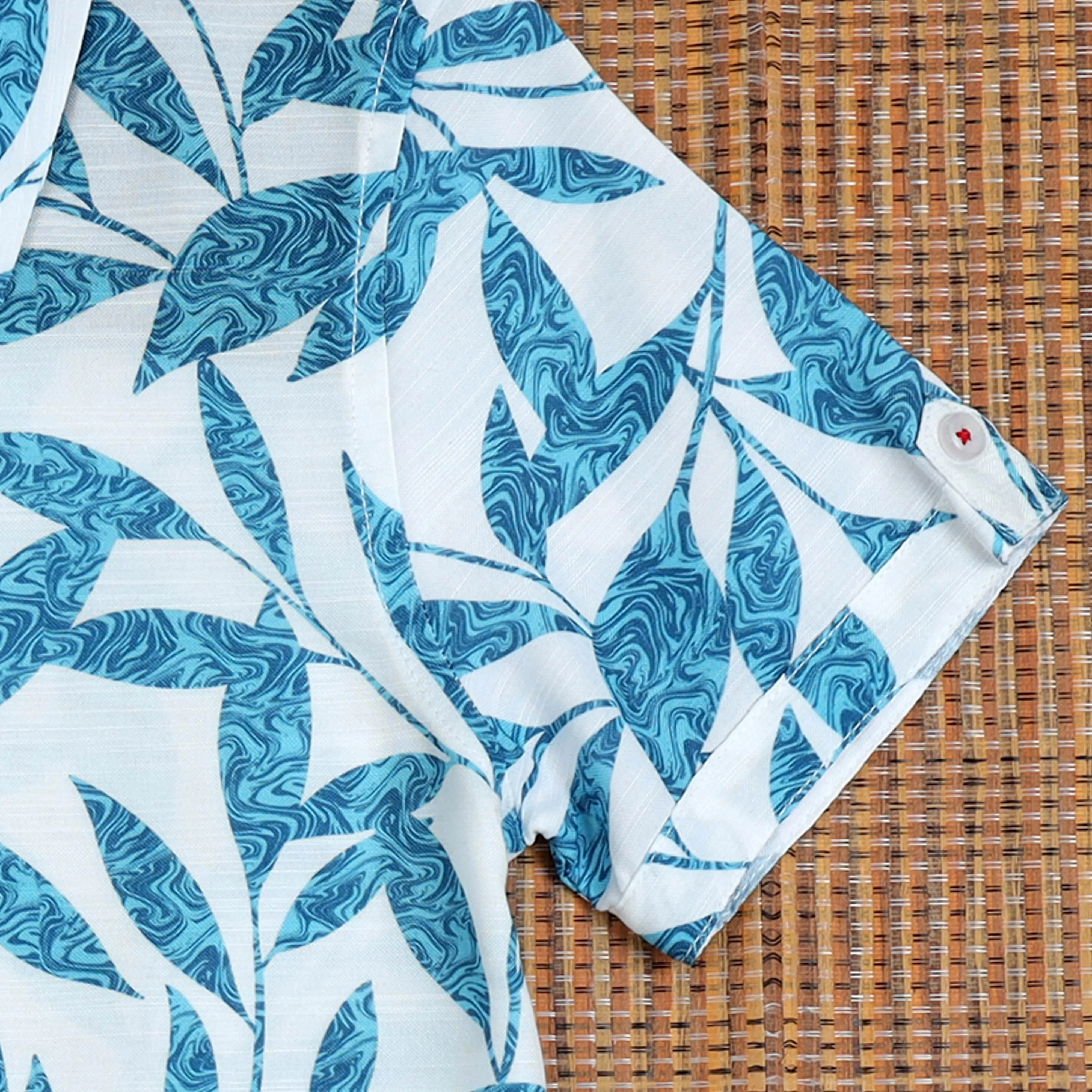 Boys Leaf Printed Shirt Sea Form